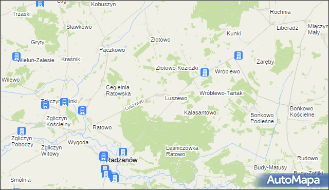 mapa Luszewo gmina Radzanów, Luszewo gmina Radzanów na mapie Targeo