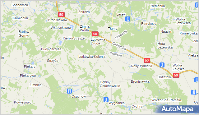 mapa Lutkówka gmina Mszczonów, Lutkówka gmina Mszczonów na mapie Targeo