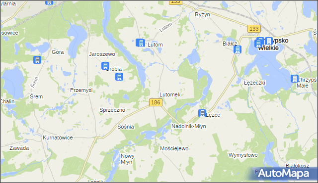 mapa Lutomek, Lutomek na mapie Targeo