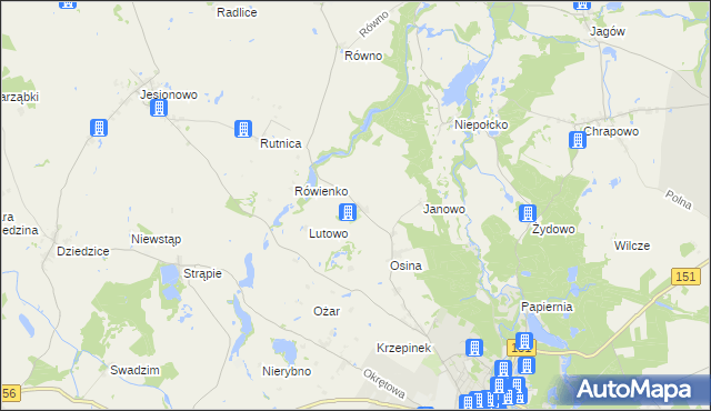 mapa Lutówko gmina Barlinek, Lutówko gmina Barlinek na mapie Targeo