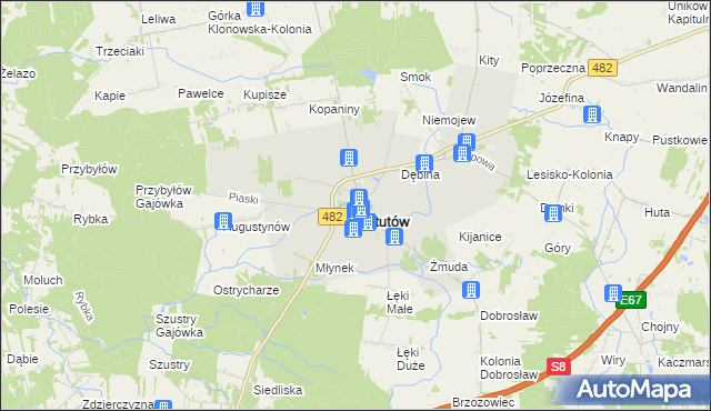 mapa Lututów, Lututów na mapie Targeo