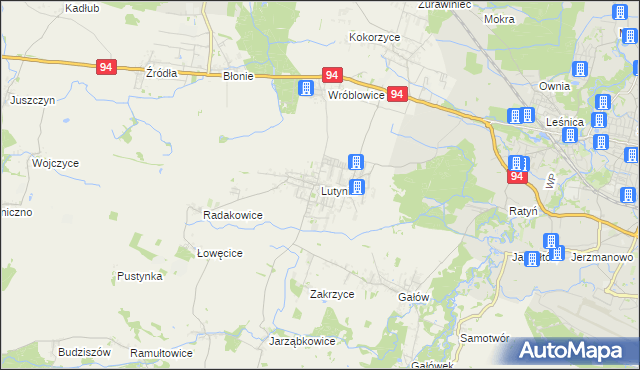 mapa Lutynia gmina Miękinia, Lutynia gmina Miękinia na mapie Targeo
