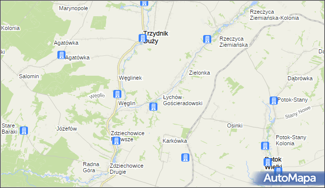 mapa Łychów Gościeradowski, Łychów Gościeradowski na mapie Targeo