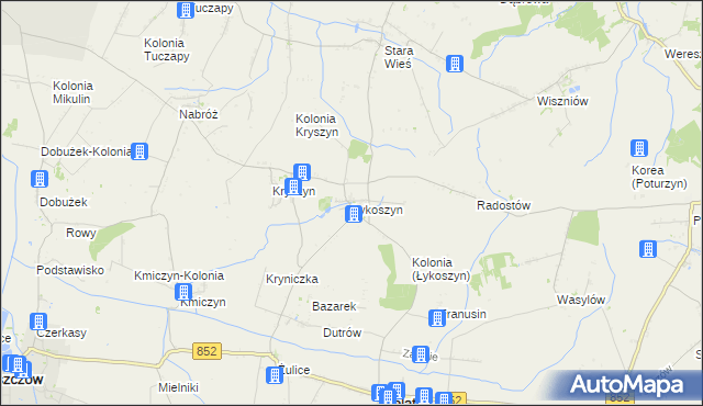 mapa Łykoszyn, Łykoszyn na mapie Targeo