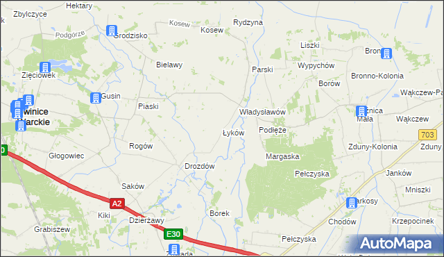 mapa Łyków, Łyków na mapie Targeo