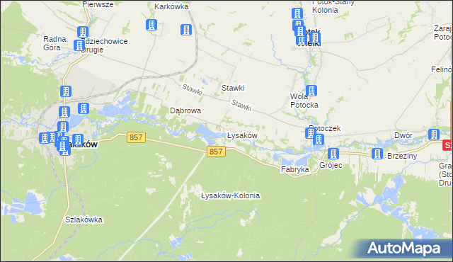 mapa Łysaków gmina Zaklików, Łysaków gmina Zaklików na mapie Targeo