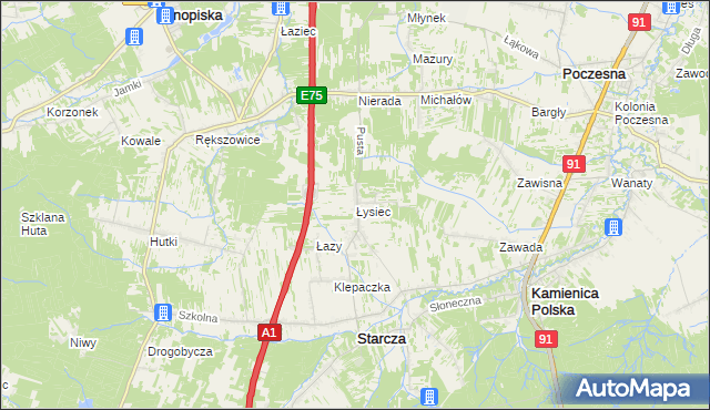 mapa Łysiec, Łysiec na mapie Targeo