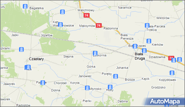 mapa Łyskornia, Łyskornia na mapie Targeo