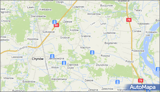 mapa Machcin gmina Chynów, Machcin gmina Chynów na mapie Targeo