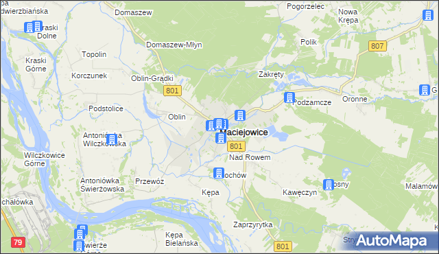 mapa Maciejowice powiat garwoliński, Maciejowice powiat garwoliński na mapie Targeo