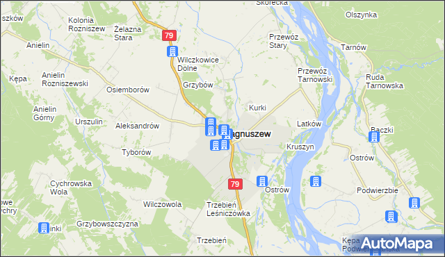 mapa Magnuszew, Magnuszew na mapie Targeo