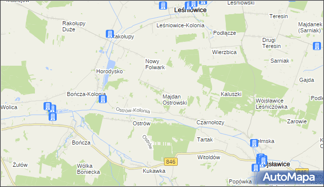mapa Majdan Ostrowski, Majdan Ostrowski na mapie Targeo