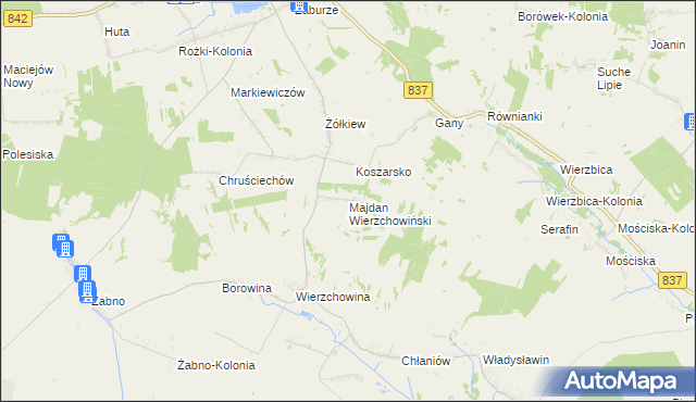mapa Majdan Wierzchowiński, Majdan Wierzchowiński na mapie Targeo