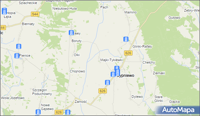 mapa Majki-Tykiewki, Majki-Tykiewki na mapie Targeo