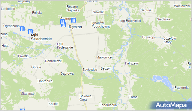 mapa Majkowice gmina Ręczno, Majkowice gmina Ręczno na mapie Targeo