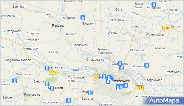 mapa Makocice, Makocice na mapie Targeo