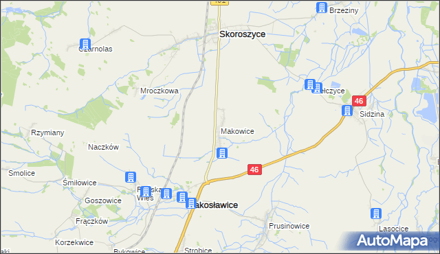 mapa Makowice gmina Skoroszyce, Makowice gmina Skoroszyce na mapie Targeo