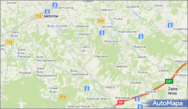 mapa Makówka gmina Grodzisk Mazowiecki, Makówka gmina Grodzisk Mazowiecki na mapie Targeo