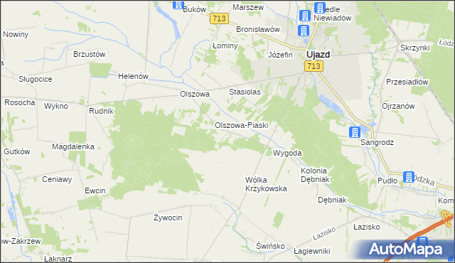 mapa Maksymów gmina Ujazd, Maksymów gmina Ujazd na mapie Targeo