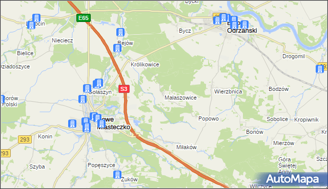mapa Małaszowice, Małaszowice na mapie Targeo