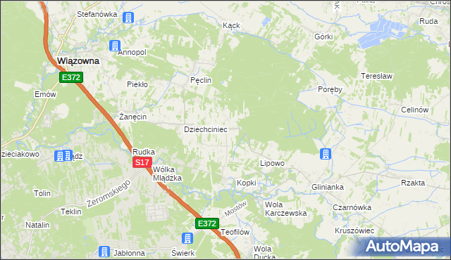 mapa Malcanów gmina Wiązowna, Malcanów gmina Wiązowna na mapie Targeo