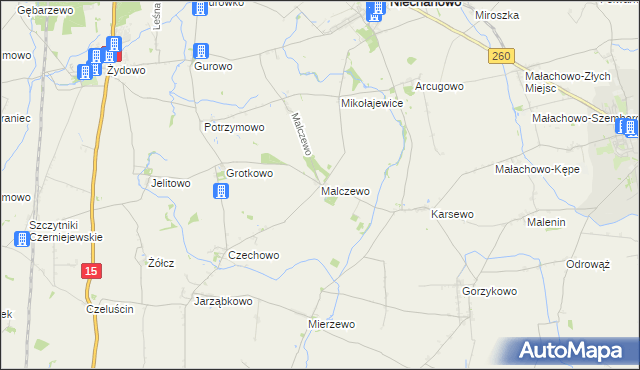 mapa Malczewo, Malczewo na mapie Targeo