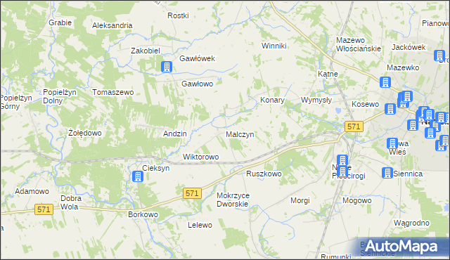 mapa Malczyn, Malczyn na mapie Targeo