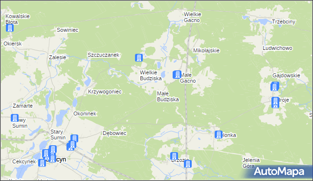 mapa Małe Budziska, Małe Budziska na mapie Targeo