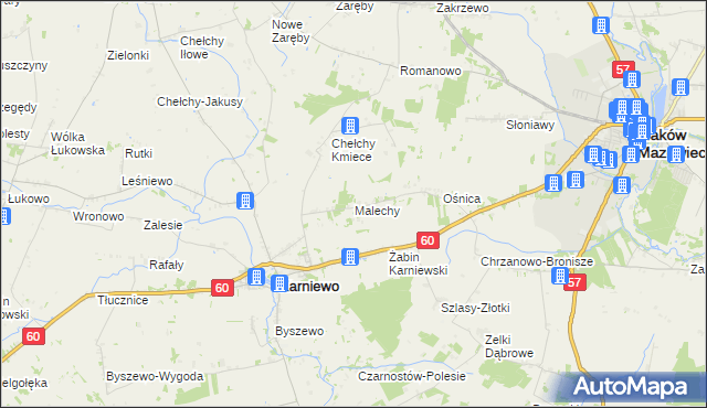 mapa Malechy, Malechy na mapie Targeo