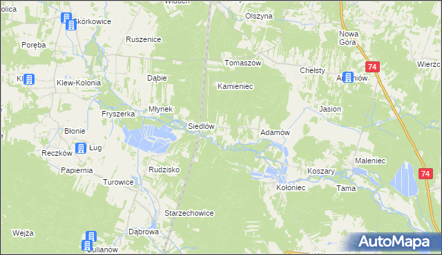mapa Malenie gmina Żarnów, Malenie gmina Żarnów na mapie Targeo