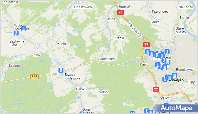 mapa Maleniska gmina Leżajsk, Maleniska gmina Leżajsk na mapie Targeo