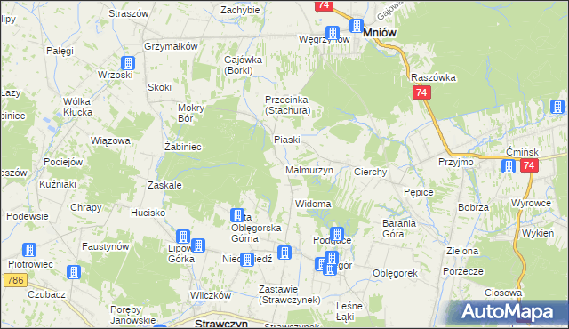 mapa Malmurzyn, Malmurzyn na mapie Targeo