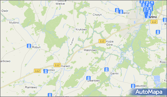 mapa Malonowo, Malonowo na mapie Targeo