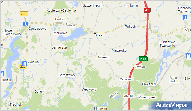 mapa Małżewo, Małżewo na mapie Targeo