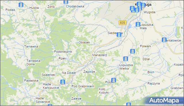 mapa Manasterz gmina Jawornik Polski, Manasterz gmina Jawornik Polski na mapie Targeo