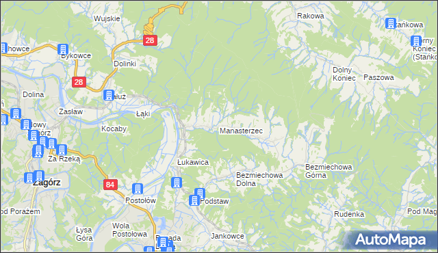 mapa Manasterzec, Manasterzec na mapie Targeo