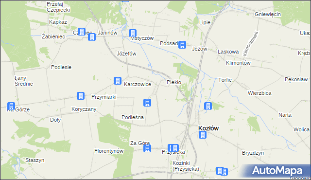 mapa Marcinowice gmina Kozłów, Marcinowice gmina Kozłów na mapie Targeo