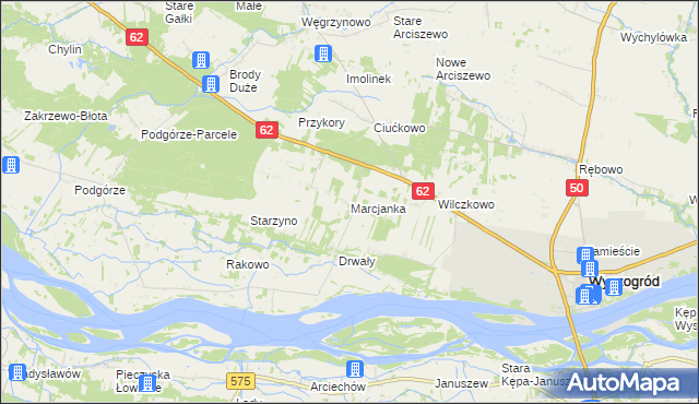 mapa Marcjanka gmina Wyszogród, Marcjanka gmina Wyszogród na mapie Targeo