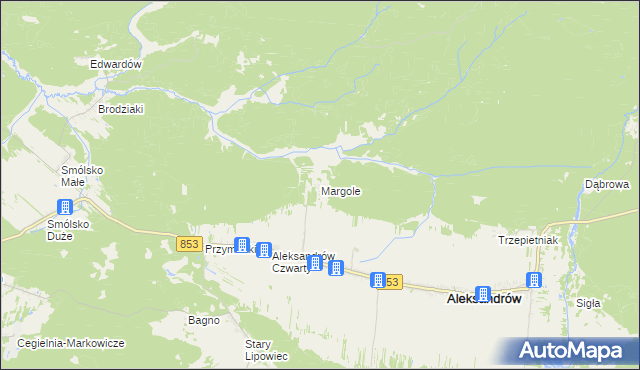 mapa Margole, Margole na mapie Targeo