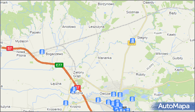 mapa Marianka gmina Pasłęk, Marianka gmina Pasłęk na mapie Targeo