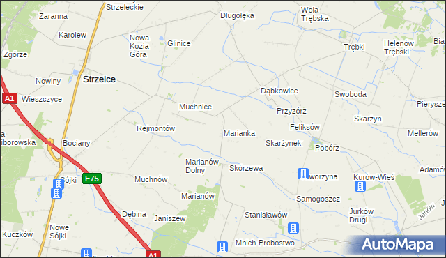 mapa Marianka gmina Strzelce, Marianka gmina Strzelce na mapie Targeo