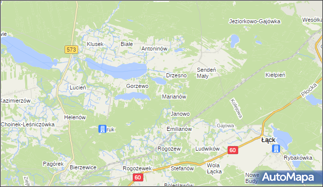 mapa Marianów gmina Gostynin, Marianów gmina Gostynin na mapie Targeo