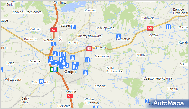 mapa Marianów gmina Grójec, Marianów gmina Grójec na mapie Targeo