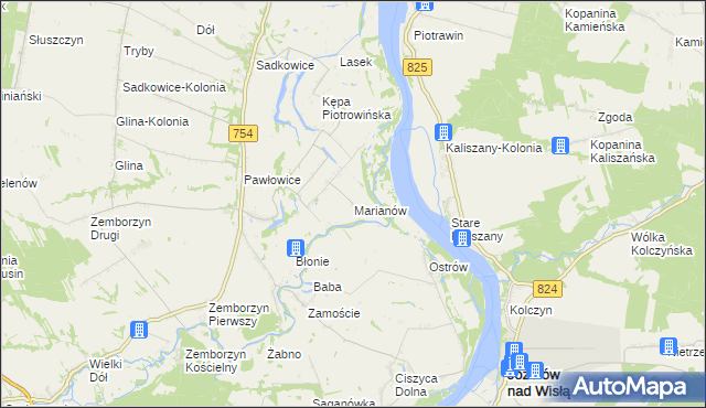 mapa Marianów gmina Solec nad Wisłą, Marianów gmina Solec nad Wisłą na mapie Targeo