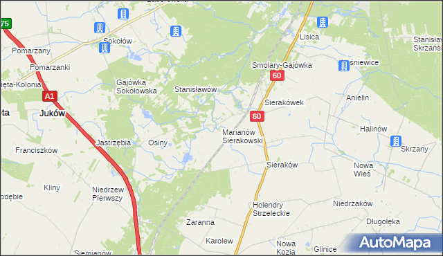 mapa Marianów Sierakowski, Marianów Sierakowski na mapie Targeo