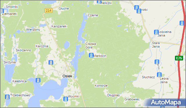 mapa Markocin gmina Osiek, Markocin gmina Osiek na mapie Targeo