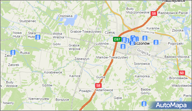 mapa Marków-Towarzystwo, Marków-Towarzystwo na mapie Targeo