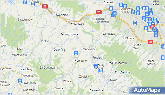 mapa Markowce, Markowce na mapie Targeo
