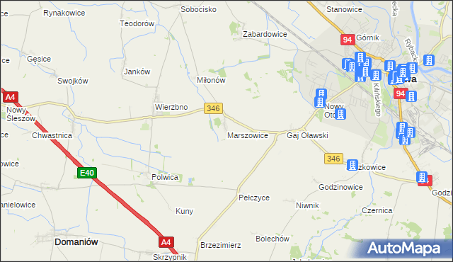 mapa Marszowice gmina Oława, Marszowice gmina Oława na mapie Targeo