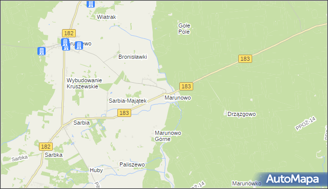 mapa Marunowo, Marunowo na mapie Targeo